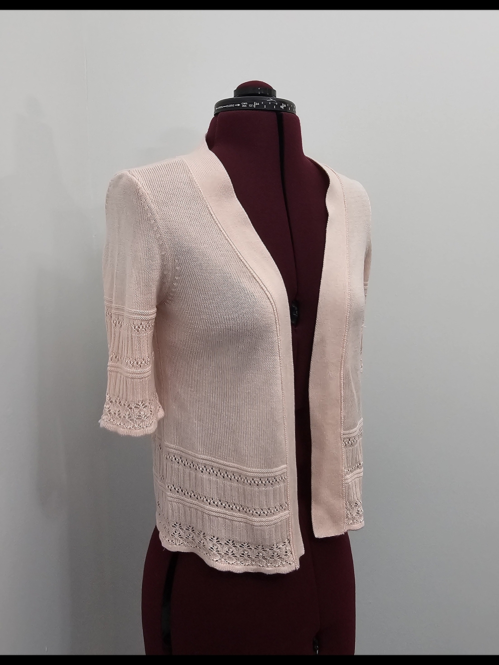 Liz Claiborne Pale Pink Knit Open-Front Cardigan